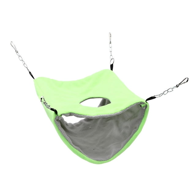Bird Warm Nest Thermal Plush Cage Hanging Bed Hamster Double Layer Hammock for Winter Cold WeatherGreen