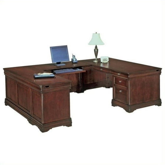 Flexsteel Rue De Lyon Executive U Shaped Desk In Ruby Cabernet Left
