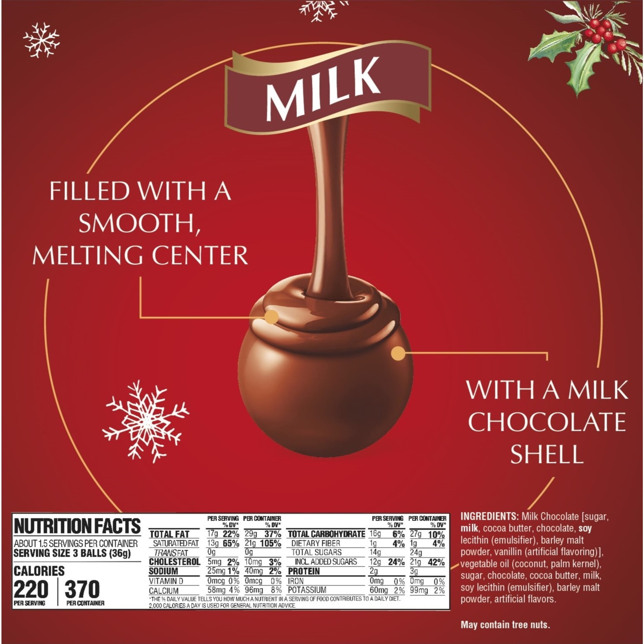 (4 pack) Lindt LINDOR Milk Chocolate Christmas Candy Truffles Favor Gift, 2.1 oz.