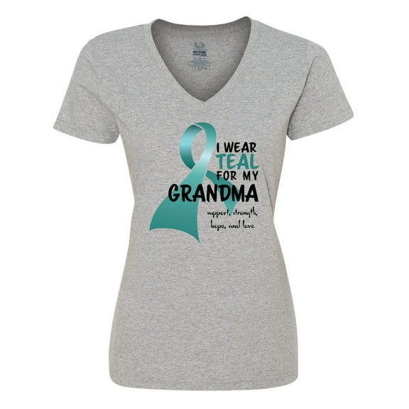 Inktastic I Wear Teal for my Grandma Women's V-Neck T-Shirt