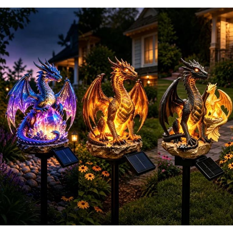 Amethyst Crystal Dragon 2026 New Solar Garden Stake Light, Durable