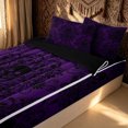 thumbnail image 3 of Erosebridal Boho Gothic Skull Zipper Twin Comforter Sets with Fitted Sheet and 2 Pillowcases for Women Girls, Vintage Purple Damask Floral Zipper Bedding Set, Black Reversible, 4 Pieces, 3 of 7