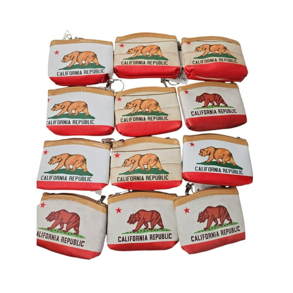 Set of 12 California bear coin bags, I Heart LA Keychain, I Heart Los Angeles Keychain