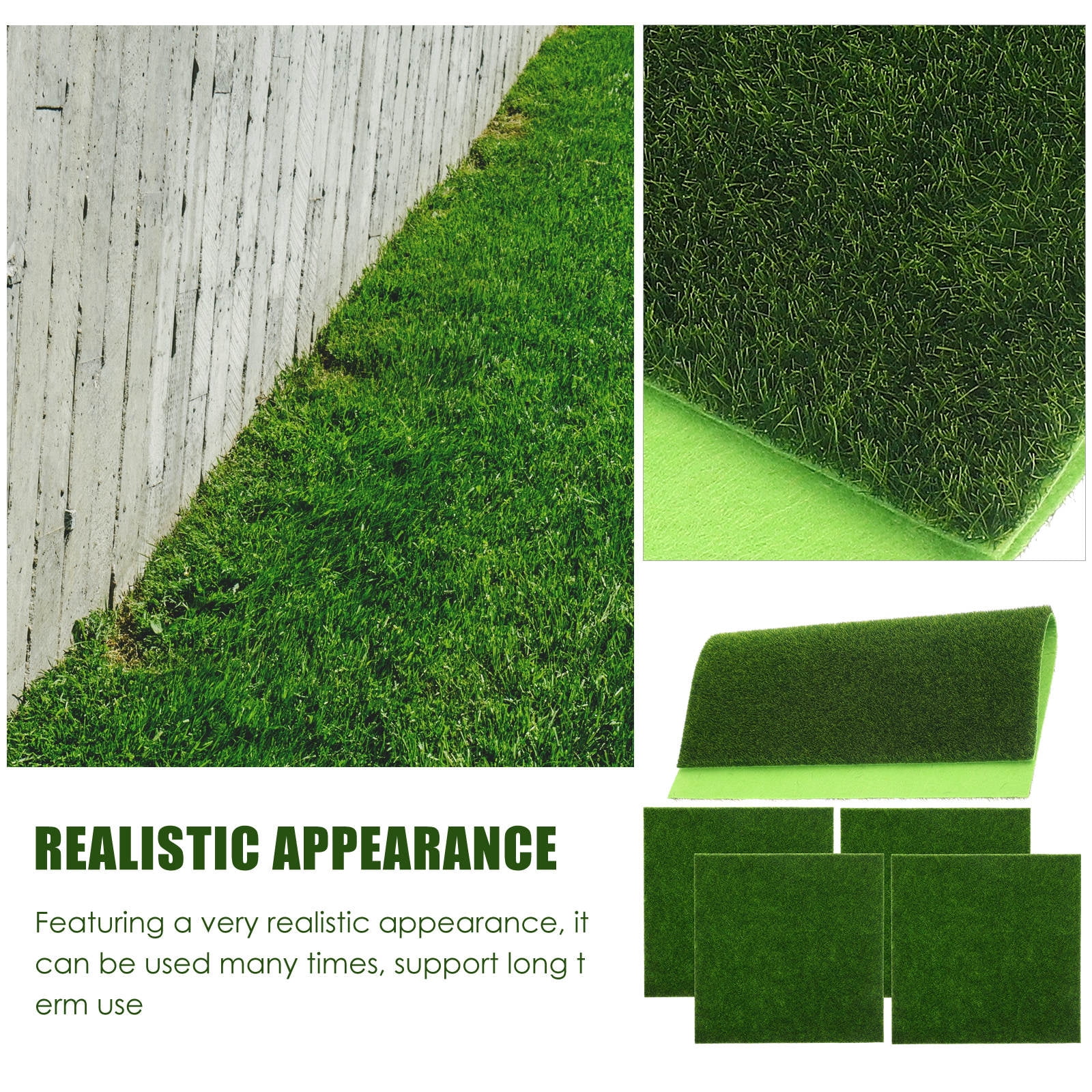 WHAMVOX 5-Pack Outdoor Artificial Moss Turf Grass for Lawn, Garden, Landscape Decoration with Natural Simulation Effect