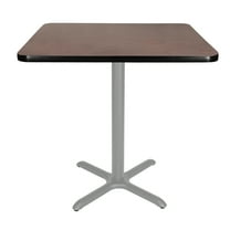 Hampden Furnishings Bennet Collection Steel Frame 36" Square Top, X Base, 36" Height, Cafe Table Grey Frame/Mahogany Top