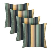 RSH Décor Indoor Outdoor Set of 4 Pillows 17" x 17", Braymont Dune Blue Stripe