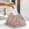 thumbnail image 5 of Goofa Rose Flowers Pattern Triangle Square Tissue Box Cover, Modern PVC Leathe Facial Paper Holder,Decorative Holder/Organizer for Bathroom Vanity Countertop, 5 of 9