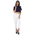thumbnail image 2 of Bimba Womens Henley Crop Top With Collar Solid Elastic Hem Crop Tee Blouse, 2 of 7