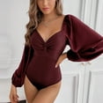 thumbnail image 2 of Pompotops Women Fashion V-neck Pullover All-in-one Tight Sexy Solid Color One-Piece, 2 of 6