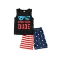 thumbnail image 2 of Qmyliery Little Boy’s Vest and Shorts Suit Independence Day Letter Printed Sleeveless Tops and Flag Short Pants, 2 of 7