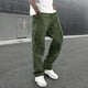 thumbnail image 2 of Pantalones cargo informales para hombre: múltiples bolsillos tejidos, color liso, estilo urbano, 2 of 8