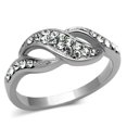 thumbnail image 1 of Alamode TK1085-8 Bague en Acier Inoxydable Poli pour Femmes avec Cristal de Qualité Supérieure en Transparent - Taille 8, 1 of 1