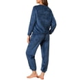 thumbnail image 3 of INSPIRE CHIC Women's Plush Warm Soft Lounge Sleepwear Round Neck Night Suit Pajama Sets Blue XL, 3 of 6