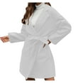 thumbnail image 2 of Fnooota Womens Peacoats, Lapel Collar Belt Mid Length Wool Trench Coat White Size L, 2 of 8