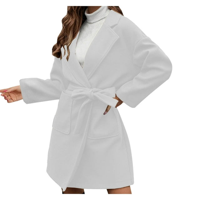 Timegard Manteaux Trench pour Femmes Manches Longues Col en V à Revers Manteau Automne Hiver Confortable Chaud