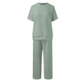 thumbnail image 4 of European And Autumn New Loose Solid Color Casual Suit Textured Drawstring Sports Two Piece Suit For Women Ski Pants Bibs Wedding Guest Jumpsuit for Women Wedding Guest Dresses for Women Tuxedo Pant, 4 of 6