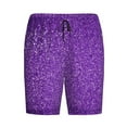 thumbnail image 4 of Naloa Glitter Purple Men's Short Pajama Pants, Lounge Comfort Shorts with Elasticized Waistband and Side Pockets - Small, 4 of 9