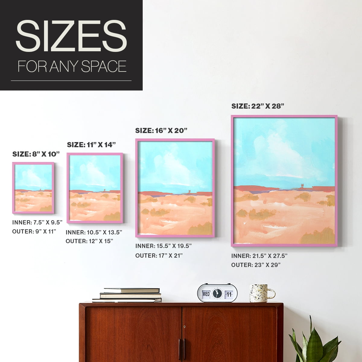 Wide Open Spaces II Framed Print in Pink Solid Wood 8 x 10 Framed Print