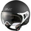 GLX 104-MB-S DOT European Open Face Motorcycle Helmet, Matte Black, Small