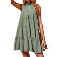 thumbnail image 1 of LUXUR Robe d'Été Tunique pour Femme Robes Courtes Décontractées Évasées Vert TG, 1 of 2