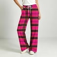 thumbnail image 5 of Tqcoqu Women's Plaid Print Wide Leg Pants, Elastic Waist Casual Lounge Sleep Long Trousers, Long Pajama Bottoms with Drawstring and Pockets,Women's S-XXL, 5 of 8