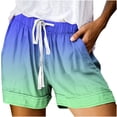thumbnail image 2 of IROINNID Drawstring Shorts for Women Gradient Printed Loose Pockets Lacing Drawstring Short Pants,Blue, 2 of 5