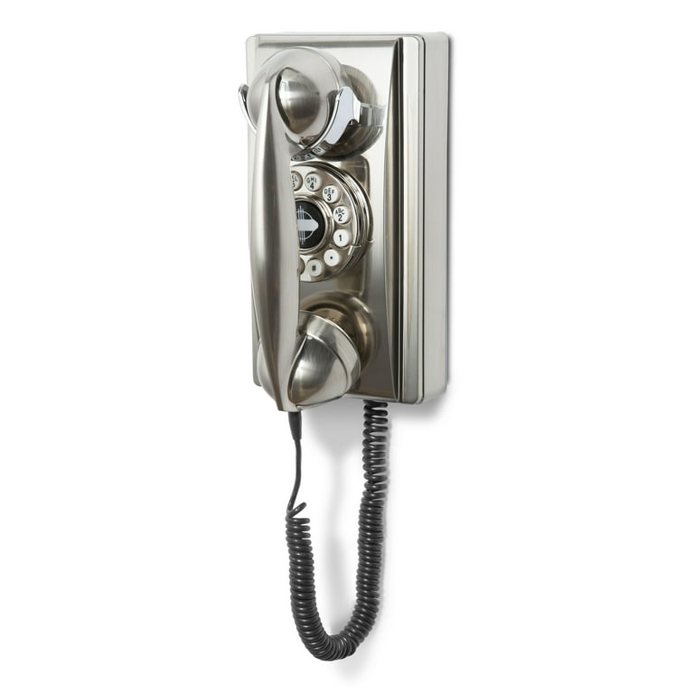 Crosley Vintage-Inspired Wall-Mounted Radio Phone in Brushed
