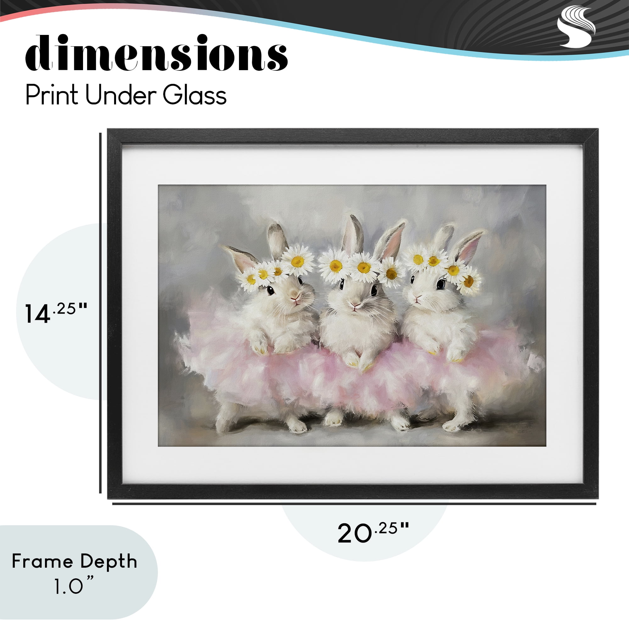 Stupell Industries Dancing Bunnies in Tutus Black Framed Print Under Glass, design by Tina LeCour