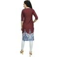 thumbnail image 6 of Bimba Women's Printed Tunic Maroon Georgette Kurti Kurta Indian Long Blouse-20, 6 of 8