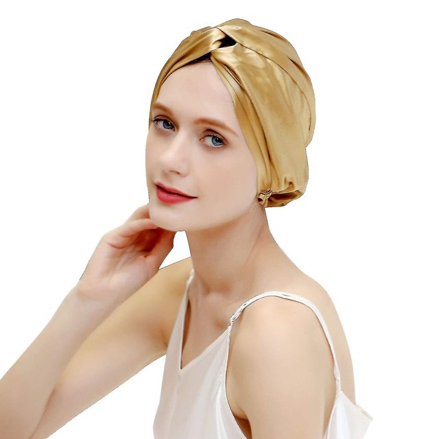 Gorro de dormir de seda morera YONGSHENG para el cuidado del cabello dorado