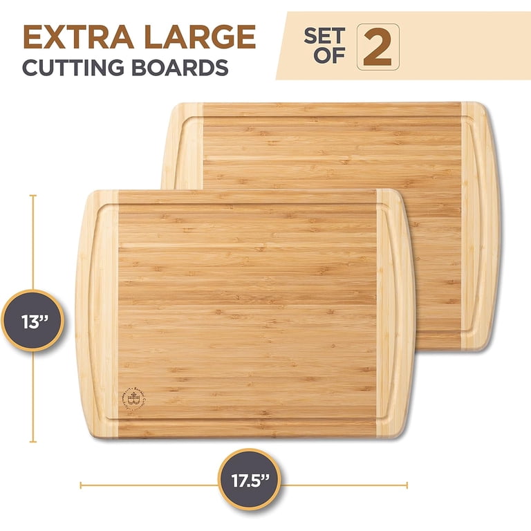 Bambusi Premium Thick Bamboo Cutting Board Set, 2 Large photo 5