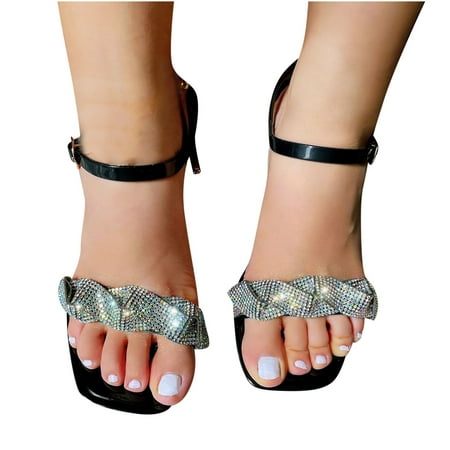 

Summer Sandals For Women Flat Slip On Sandals Crystal Roman Shoes Open Toe Casual Sandals