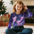thumbnail image 3 of COEQINE Girls Loose Fit Crop Top, Long Sleeve Comfort Sweatshirt, Fall Winter Clothes Crewneck Pullover for School Tween Age 9-10, Axolotl Violet, 3 of 7