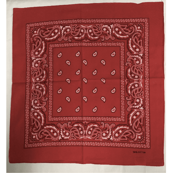 12 Red Bandana Paisley Head Wrap 100% Cotton 22"X22"