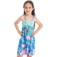 thumbnail image 2 of XUNZOO Robe d'Été Décontractée à Bretelles pour Filles, Robe Bohème Sans Manches à Fleurs, Robe de Plage pour Vacances avec Collier Bleu 140, 2 of 7
