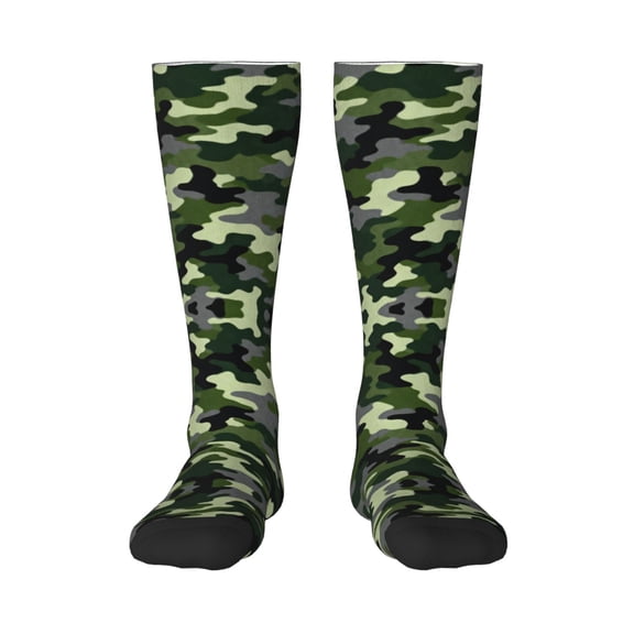 Army Camouflage Knee High Socks for Women Long Leg Warmers Socks