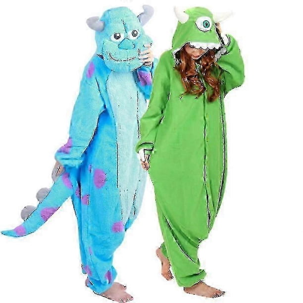Pijama enterizo de Halloween para adultos con estampado de monstruos de dibujos animados para mujeres y hombres, pijama kigurumi de animales, ropa de casa, disfraz para fiestas y cosplay.
