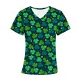 thumbnail image 3 of LSLJS St. Patrick's Day Tops, Scrubs Haut de Scrubs, Randonnée St. Patrick's Day Blouse à Manches Courtes Femme Grande Taille Chandail Femme Grande Taille, 3 of 3