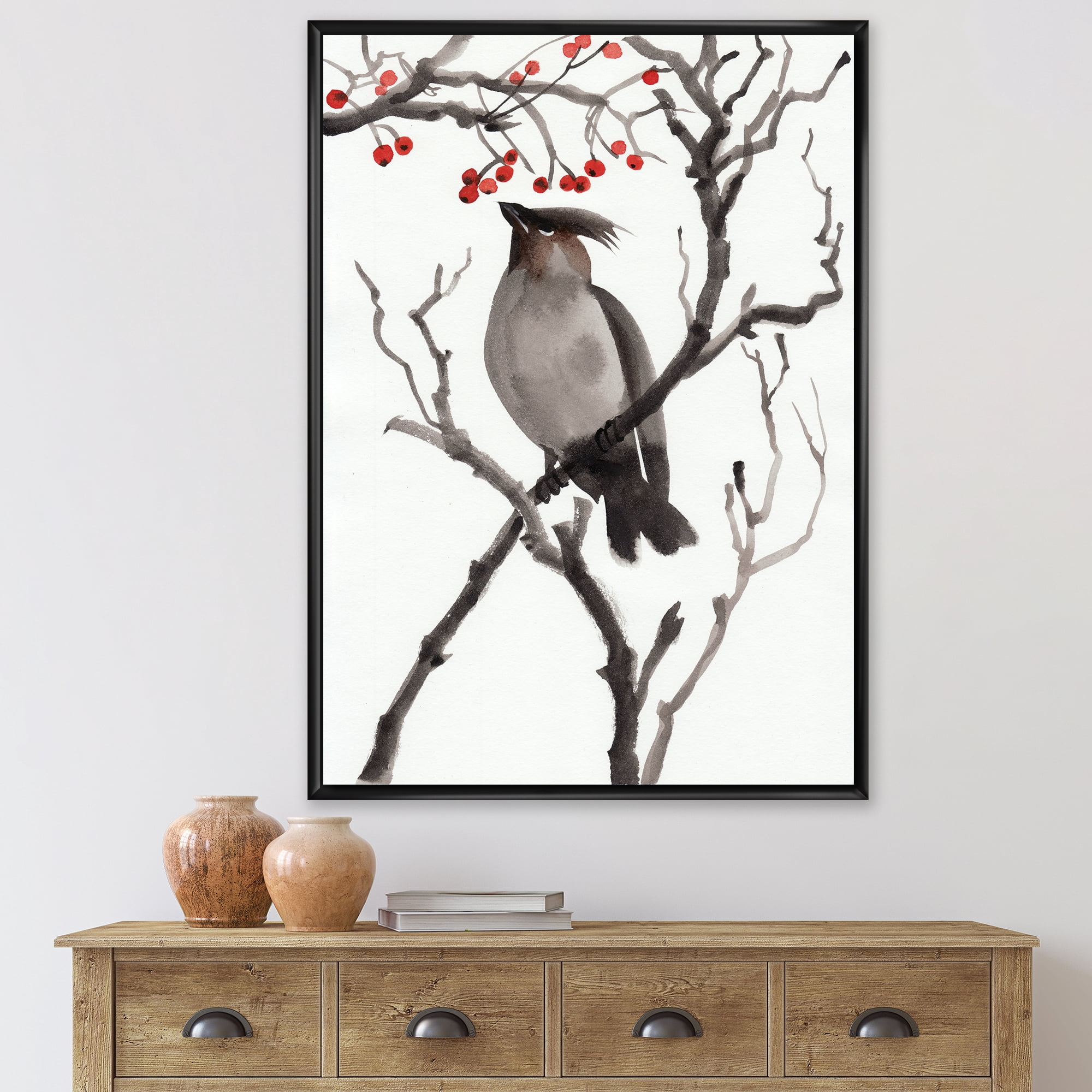 Ancient Australian Bird Illustrations III 30 in x 40 in Framed Painting Canvas Art Print, by Designart
