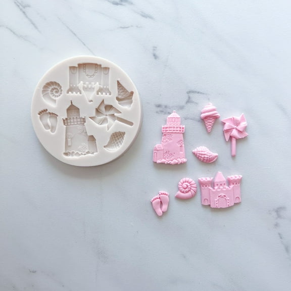 BEACH THEME BAKING MOLD FOR CUPCAKES, CAKEPOPS, CHOCOLATE STRAWBERRIES, PRETZELS & RICE KRISPIES