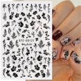 thumbnail image 3 of White Black Leaf Nail Stickers Summer Small Flower 3D Nail Art Decorations Self-Adhesive Slider Manicure Tattoo Tool LASTZ-CS121, 3 of 5