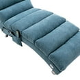 thumbnail image 5 of Linen Chaise Lounge Chair,Modern Ergonomic Recliner Leisure Chair with Headrest Pillow and Nailhead Trim, Upholstered Leisure Sofa Couch for Living Room Bedroom, Blue, 5 of 6