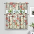 thumbnail image 2 of Pioneer Kitchen Curtains and Valance Set 36 Inch Tier Dark Red Roses Bouquet Beautifu 3 Pieces Set Dining Room Small Curtain Drapes Cafe Curtains Valance for Home Decor Rod Pocket, 2 of 6