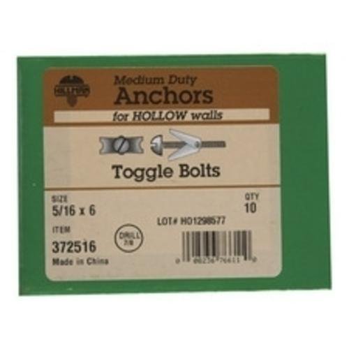 HILLMAN Fas-N- Tite 5/16 in. D X 6 in. L Round Zinc-Plated Steel Toggle Bolt 10 pk, Each