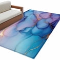 thumbnail image 2 of Marble Washable Area Rugs 3'x5', Abstract Art Purple Blue Gradient Cave Rock Golden Lines Low Pile Throw Living Room Rug Non-Slip Sturdy Edge Binding Carpet for Indoor Entryway Bedside Kitchen, 2 of 9