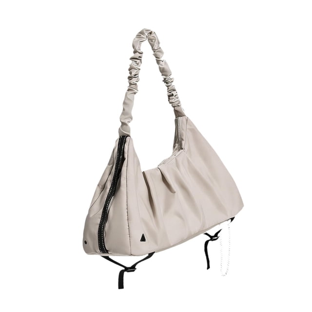 Bolsa de gimnasio para mujer, bolsa de viaje de nailon con separación de humedad y humedad, bandolera Beige
