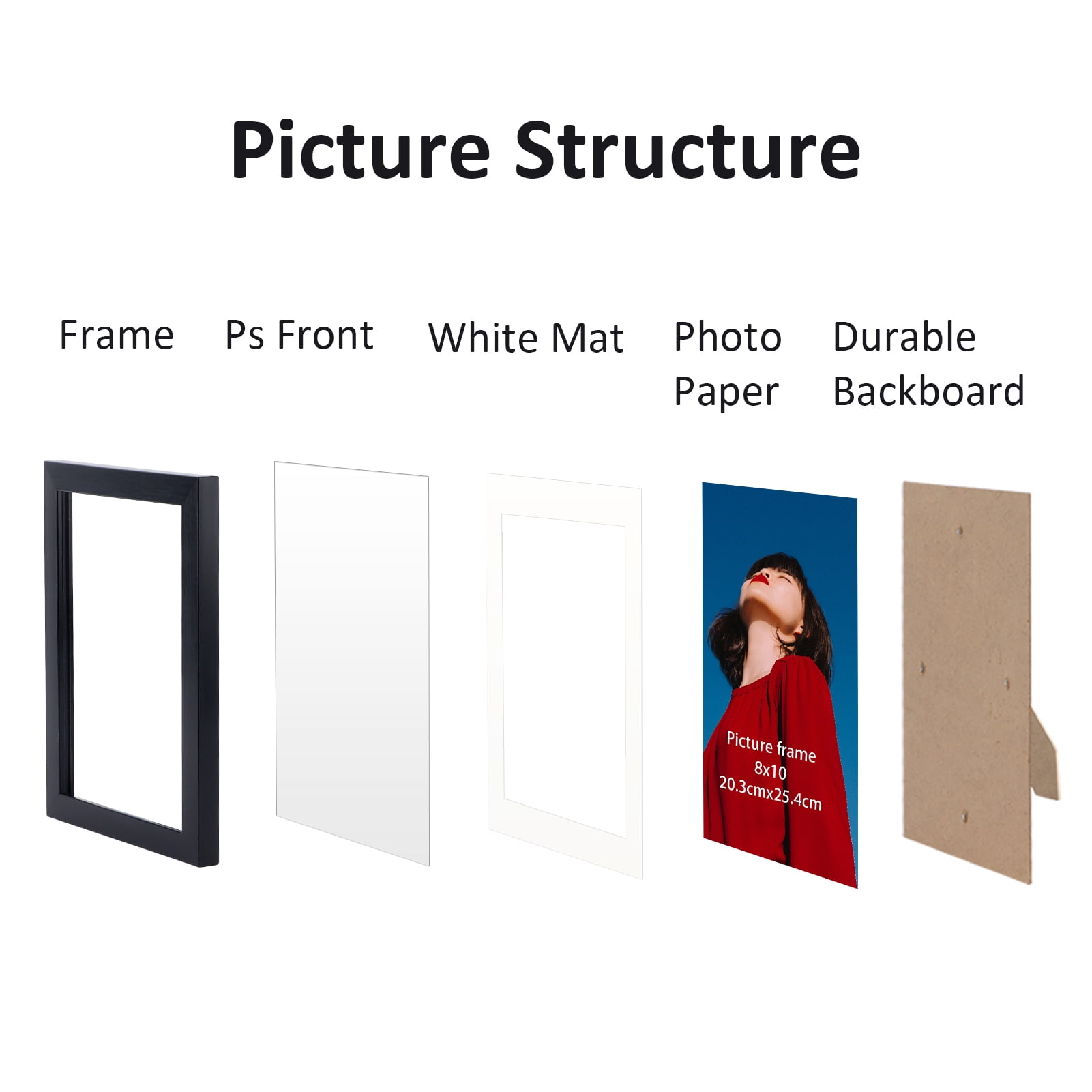 6-Pack 9x11 Black Picture Frames, Matted to 8x10 for Wall or Tabletop Display