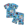 thumbnail image 3 of QEFJNO 3-12Y Kids Boys Pajamas Set 2 PCS Short Sleeve Top and Shorts Pants for Toddler Boys Traffic Road Pjs Summer, 3 of 7