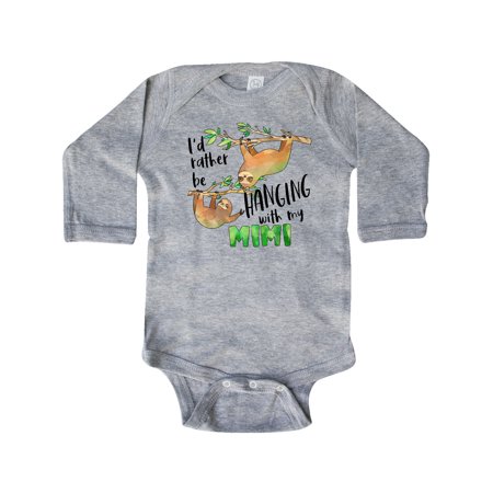 

Inktastic Id Rather Be Hanging with my Mimi- Cute Sloths Gift Baby Boy or Baby Girl Long Sleeve Bodysuit