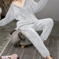 thumbnail image 4 of UAMVSH Womens Warm Fleece Pajamas Sets Sherpa Pullover Tops Pants Loose Fit Loungewear Outfits Comfy Plush Sleepwear Winter Clothes(X-LargeGray), 4 of 7